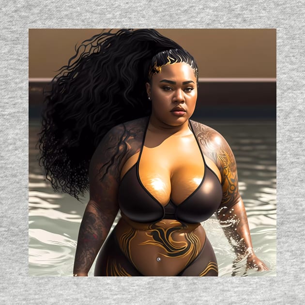 Summer Vibes, Curvy Summer, Curvy and Beautiful Superwoman, Swimmer Athlete. Female are strong. Sticker by MeatLuvers